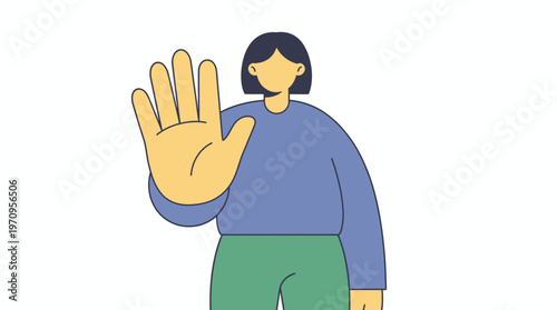 Stop Sign Gesture: A person's hand is raised in a gesture, conveying a clear message of stop or halt. This simple yet powerful symbol speaks volumes.