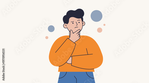 Deliberation: A cartoon illustration of a contemplative individual immersed in thought, evoking a sense of deep consideration and reflection. 