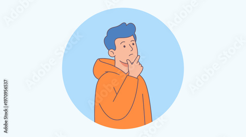 The Pondering Man: An illustration of a thoughtful individual in deep consideration, expressing contemplation and introspection.