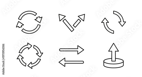 Arrow Icons Set: Refresh, Cycle, Direction, Upload, and Exchange Symbols