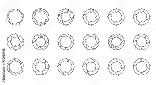 Circular Arrow Icons Set for Cycle, Refresh, and Process Concepts