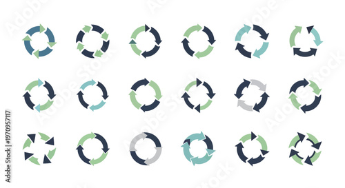 Circular Arrows Icon Set for Refresh, Recycle, Loop, and Process Concepts