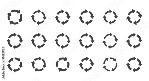 Circular Arrows Icon Set for Refresh, Reload, Cycle, and Update Concepts