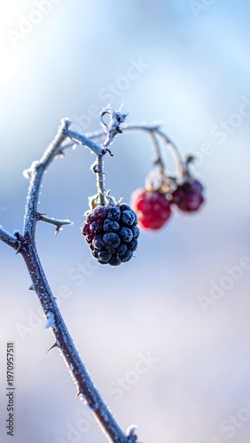 Frozen Blackberry Branch - A Winters Tale of Berries and Frost.