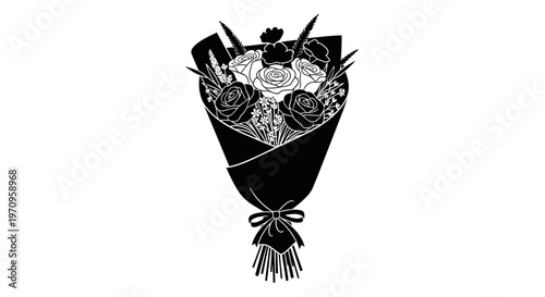 Bouquet of flowers wrapped in paper.