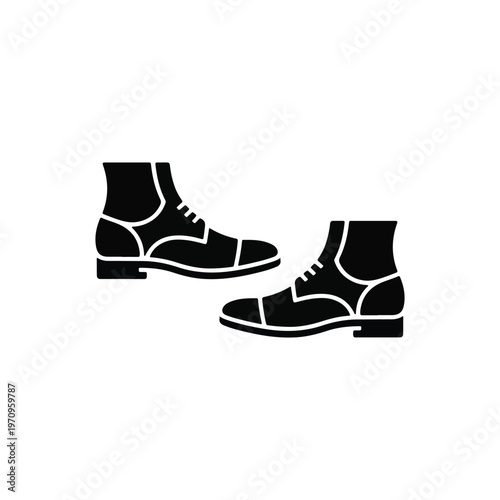 Black Leather Work Boot Silhouette Icon, Shoes Icon, Shoe vector illustration, Men's shoes logo icon