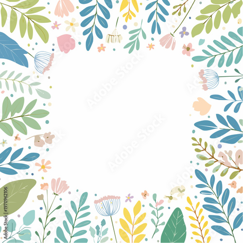 大人かわいい植物四角フレームベクター素材