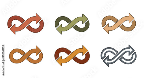 Infinity Arrow Symbols Representing Continuous Process and Endless Cycle