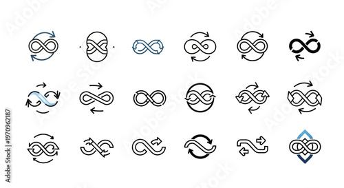 Infinity Symbol Icons Set: Endless Loop, Cycle, and Eternity Concepts