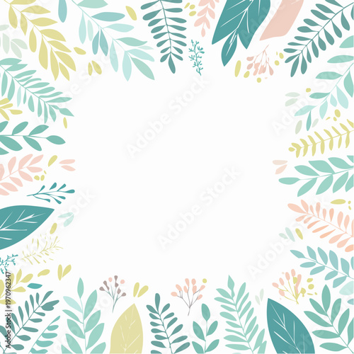 大人かわいい植物四角フレームベクター素材