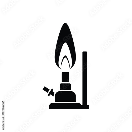Bunsen burner with flame for laboratory experiments.