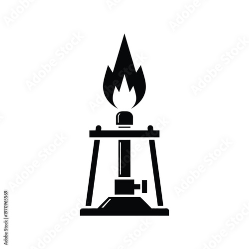 Bunsen burner with flame for laboratory experiments.
