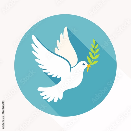 White Dove with Olive Branch Symbolizing Peace and Hope.