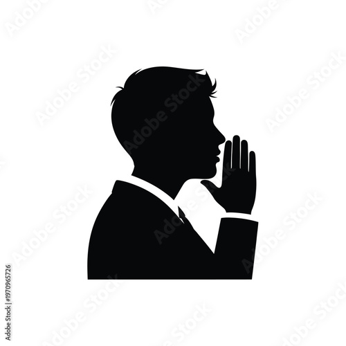 Mans silhouette whispering a secret.