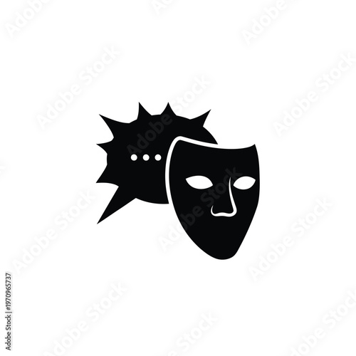 Mask and speech bubble representing hidden communication.
