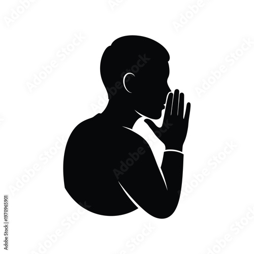Silhouette of a person whispering a secret.