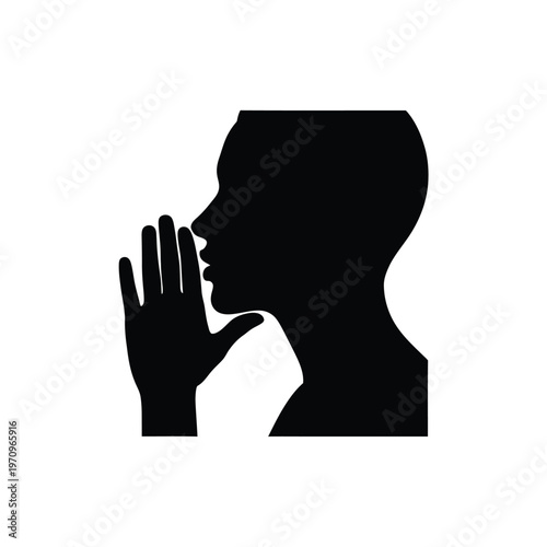 Silhouette of a person whispering a secret.