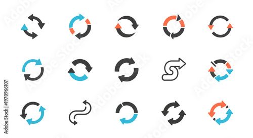 Refresh, Reload, and Recycle Arrow Icons Set for Web and UI Design
