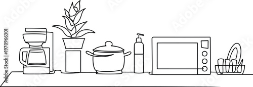 Set of dishware linear icons isolated on transparent background. Clean dishes and glasses outline symbols. Simple vector design ideal for kitchen, cooking, and cleaning concepts. Editable stroke. 