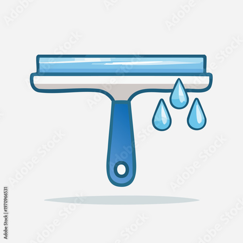 Window Squeegee Cleaning Tool with Water Drops.