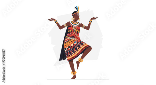 African Woman Dancer in Traditional Costume
