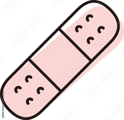 Small pink bandage placed on white background with rounded edges and simple design for minor cuts and scrapes