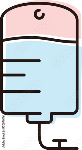 IV bag hangs on a stand in a medical center during a treatment session for a patient in need of fluids and medications