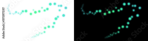 Green Glowing Starry Path Overlay with Transparent and Black Background