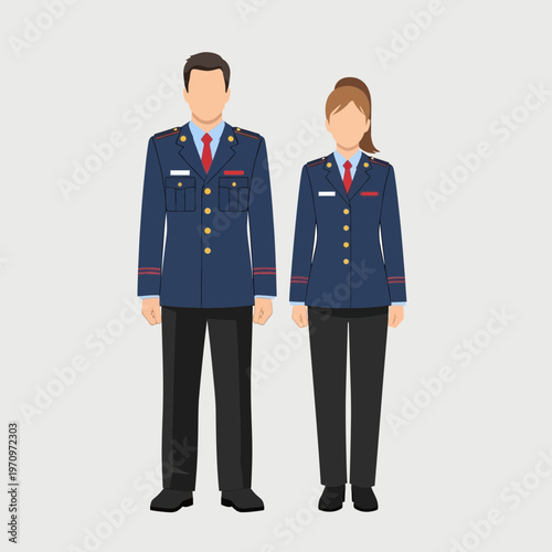 Male and Female Officers in Uniform, Professional Service Personnel