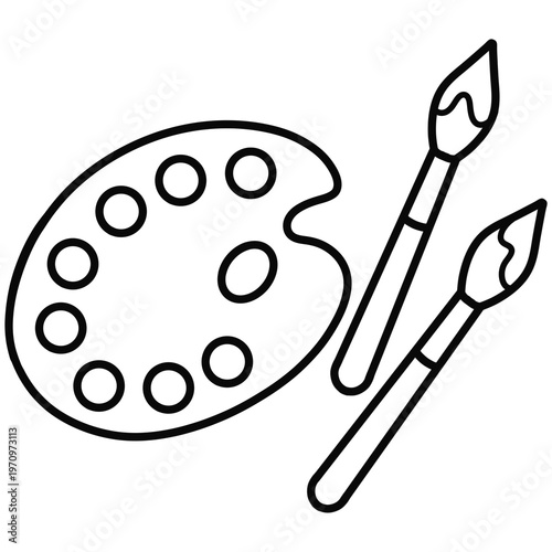 Wallpaper Mural outline illustration of a paint tray and paintbrush  Torontodigital.ca