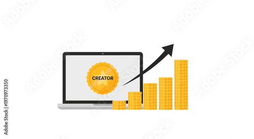 Laptop with growing graph on screen.