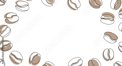 A collection of stylized coffee beans arranged in a circular pattern on a white background.