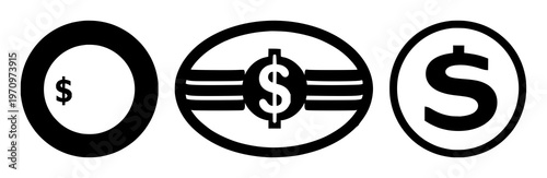 Monthly cash flow set with solid black icon on white background featuring finance, money, finance icon with monetary and financial graphics illustration