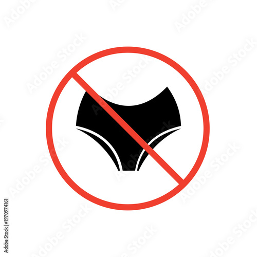 Prohibition sign of Woman Underwear. Forbidden Enter in Bikini, Swimsuit or shorts isolate on transparent background.