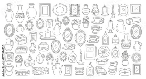 Collection of Hand-Drawn Vintage Clocks and Watches.