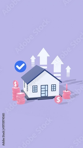 Animated Concept Of Property Investment And Real Estate Business Growth In Vertical Video. Ideal For Finance, Housing Market, Business Strategy, Investment Strategy, And Wealth Building Content.