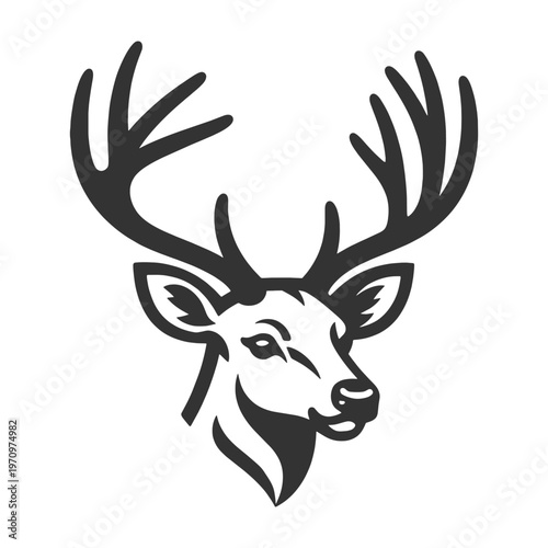 stag head with large antlers, featuring a bold symmetrical design inspired by wildlife and rustic decor sketch engraving generative ai vector illustration. Scratch board imitation. Black and white.