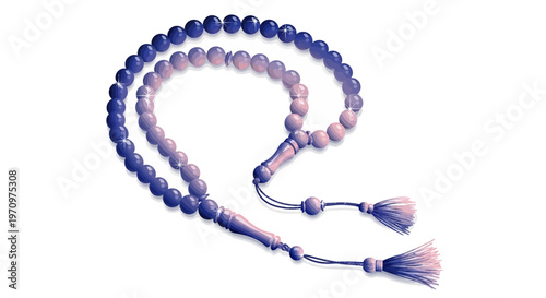 A pair of Islamic prayer beads, also known as Tasbih or Misbaha, with tassels, displayed against a white background.