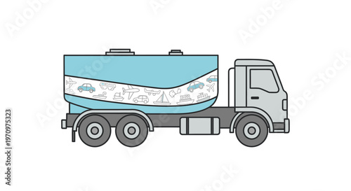 Large blue water tanker truck vehicle.