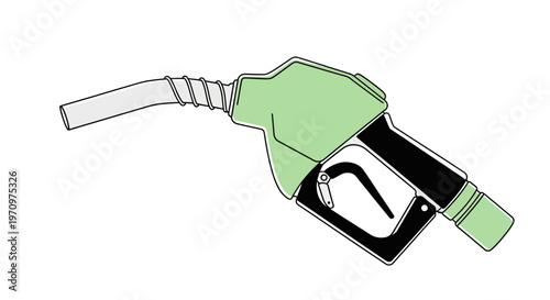 Green Gasoline Fuel Pump Nozzle Closeup.