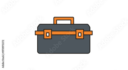 Gray Briefcase with Orange Accents Closed.