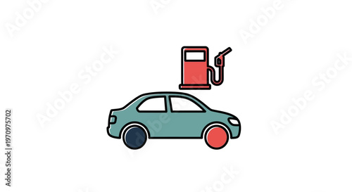 Car Refueling at Gas Station Pump.