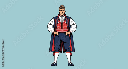 Man in Traditional Norwegian Bunad Costume