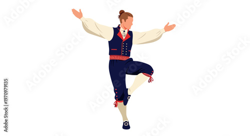 Man in Traditional Norwegian Folk Costume Dancing