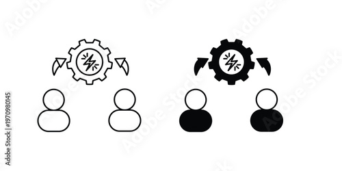 Conflict Resolution set icon with white background vector stock illustration
