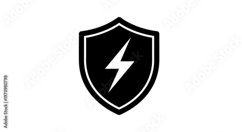 Shield with lightning bolt logo symbol.