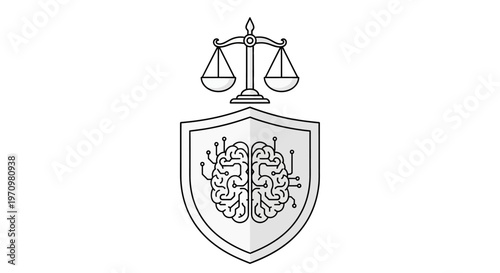 Shield with scales and brain symbol.