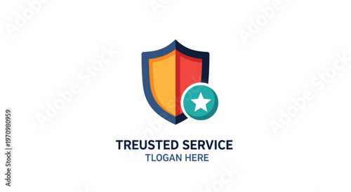 Shield with star and text logo.