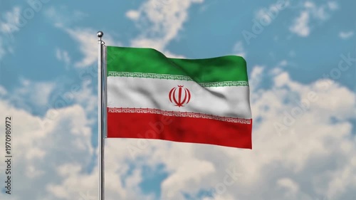 the Iranian flag is flying