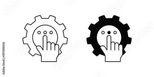 Self Service set icon with white background vector stock illustration